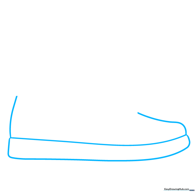 Pencil sketch of the base sole of an Air Jordan 1 sneaker on white paper.