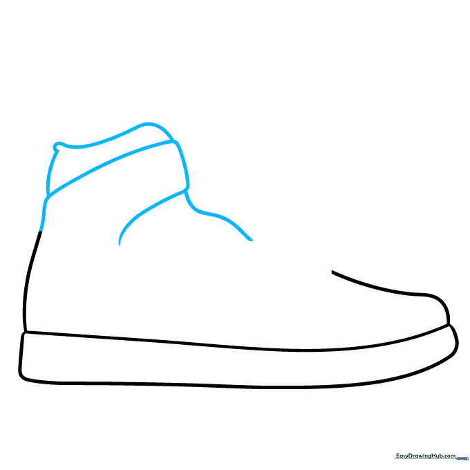 Drawing the heel and ankle collar structure of the Jordan sneaker.