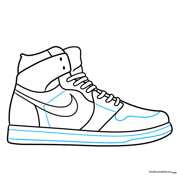 Adding panel lines and toe box details to the sneaker.