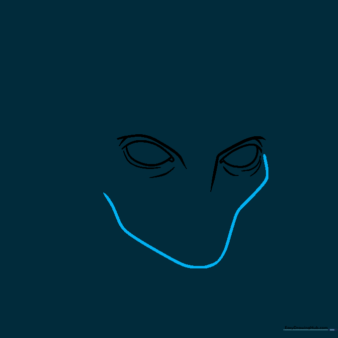 Sketching the outer contour of the alien's head starting from the right side.