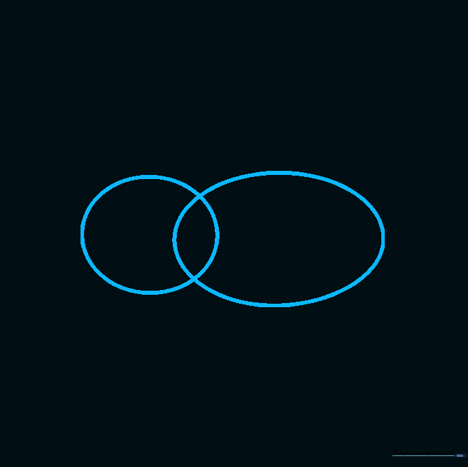 Two light pencil ovals overlapping to form the head and body of an alligator.