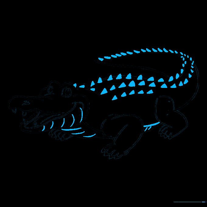 Adding textured spikes along the back and belly of the alligator.
