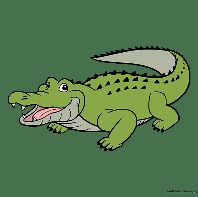 A fully colored and detailed alligator drawing.