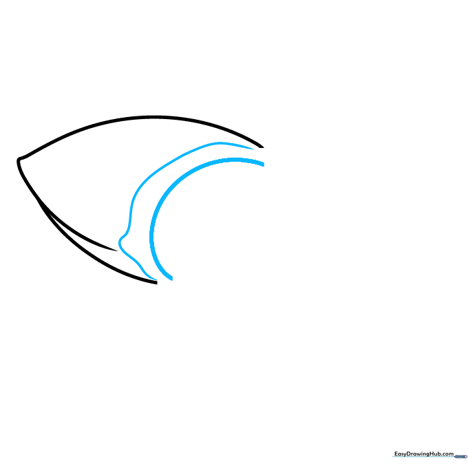 Adding internal C-shaped lines to suggest the texture of a cracked almond shell.