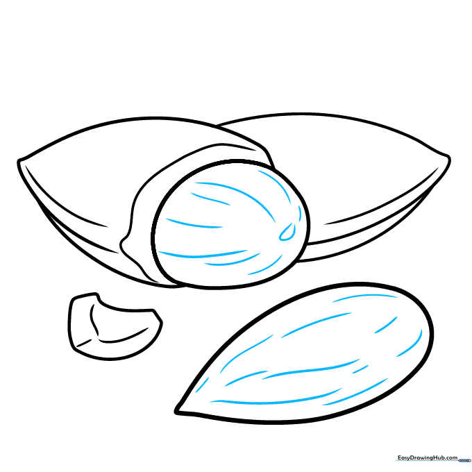 Adding fine line texture to the almond surfaces.
