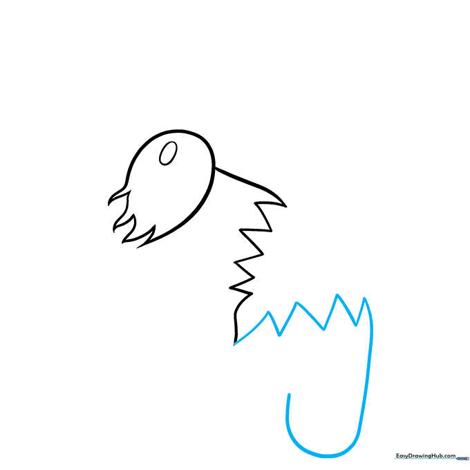 Adding a horizontal jagged line and a fish-hook shaped leg to the bottom of the Among Us character.