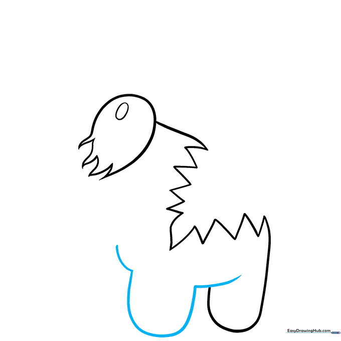Adding a second leg and a curved line on the left to complete the main body silhouette.