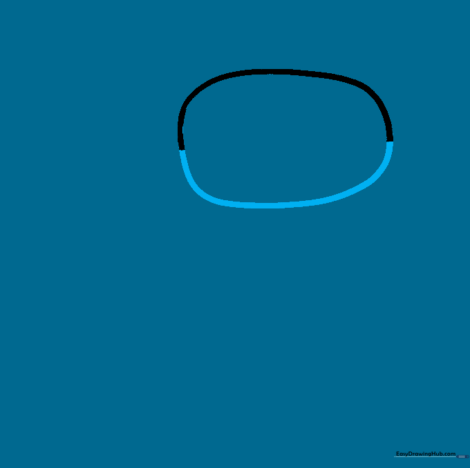 The completed oval visor shape for the Among Us character.