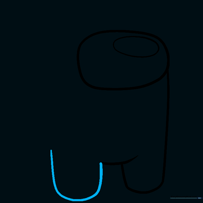The outline of the second leg and foot, completing the base of the character.