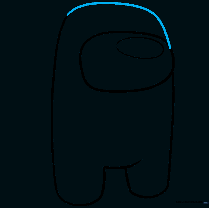 The completed outline of the character's head and body.