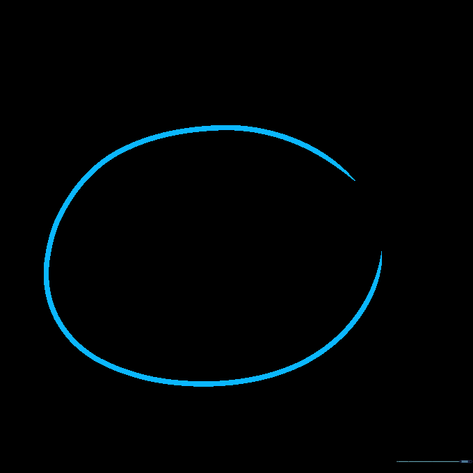 A light pencil sketch of an open-ended oval representing the base of an Among Us character.