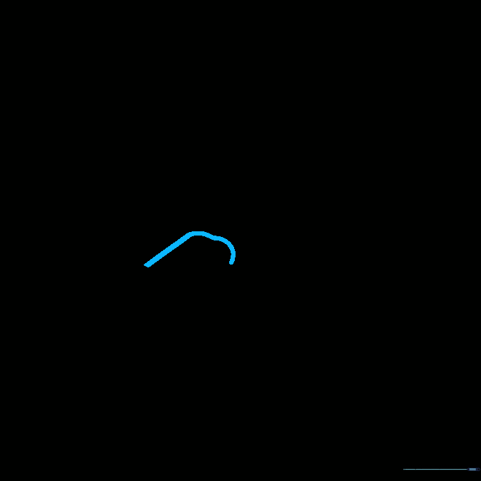 An uneven horizontal line drawn across the center of the oval shape.