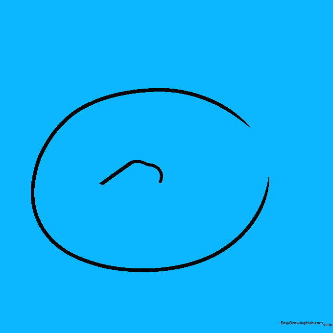 A second oval shape connected to the first by a straight vertical line.