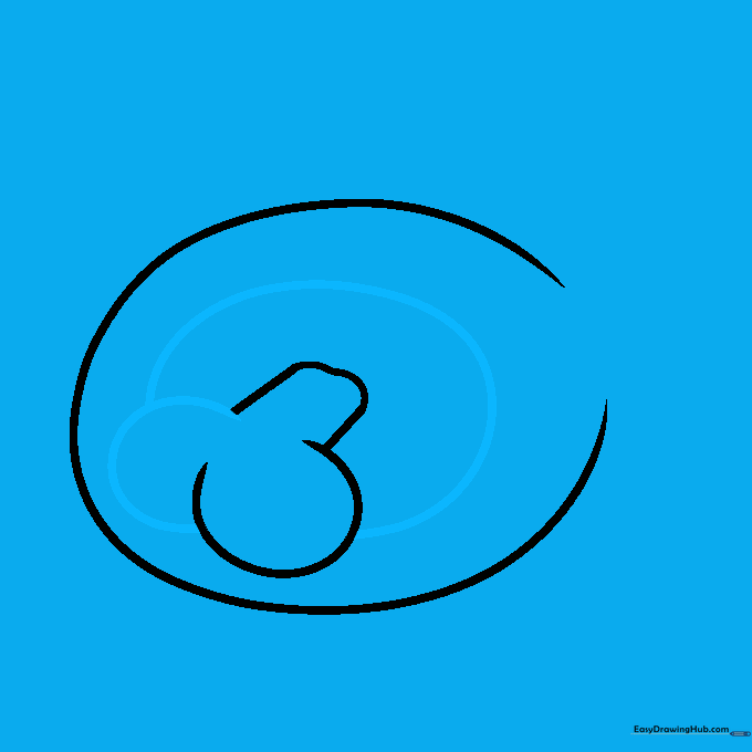A small oval representing a bone inside a larger outer oval outline.