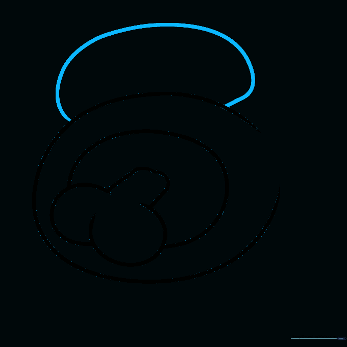 An oblong oval shape added to the top section of the drawing.