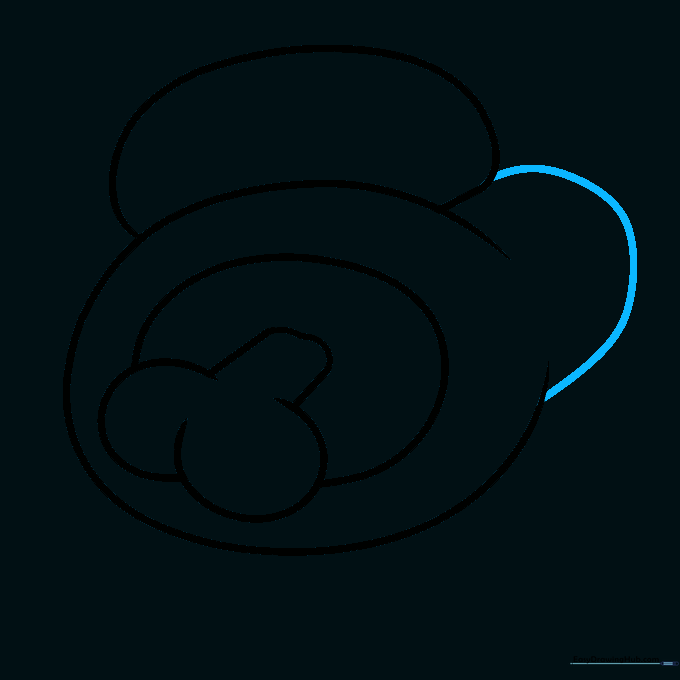An oblong oval shape forming the legs at the bottom of the character.