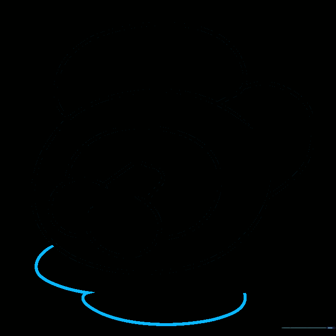 Two loops drawn beneath the character to represent a puddle.