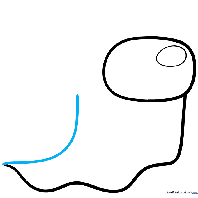 An upward-pointing curve added to the interior of the ghost's body.