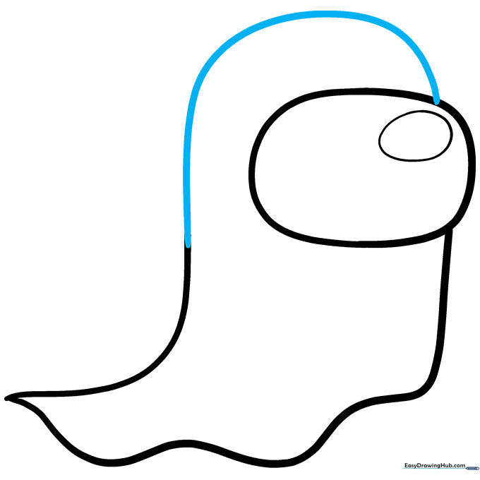 The completed outline of the ghost body with the dome shape connected.