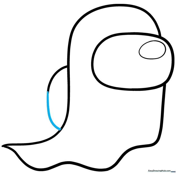 The final inked outline of the Among Us ghost with pencil lines erased.