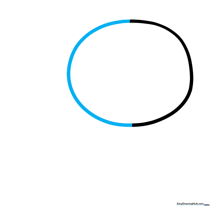 The outline of the Among Us Mini body completed by adding a second C-curve.