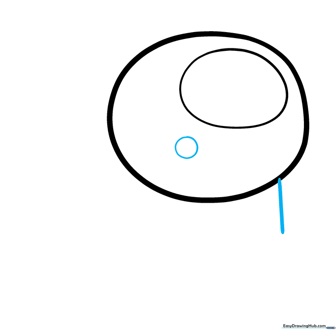 Adding a small circle and a vertical guide line to the Among Us Mini sketch.