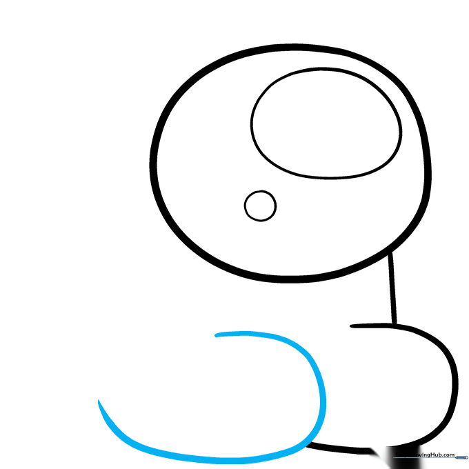 Adding a second overlapping C-shape to finish the feet of the character.