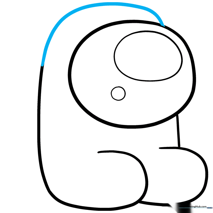 Drawing a dome shape to connect the back of the character to the helmet.