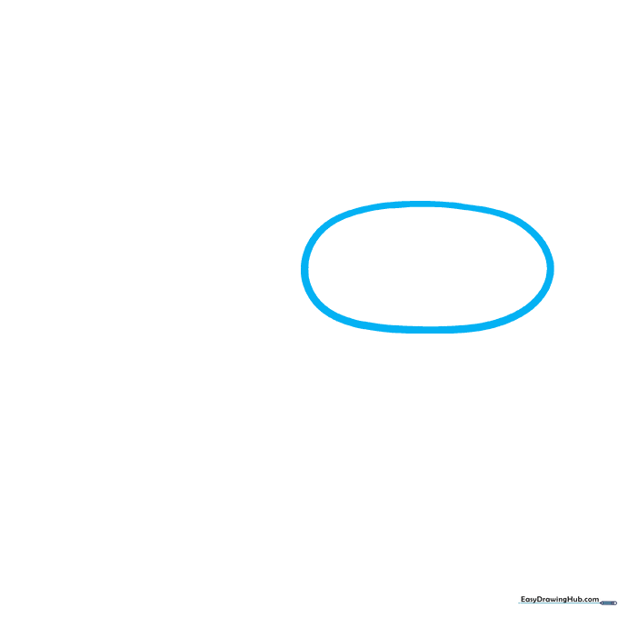 Pencil sketch of a large oval representing the main body of an Among Us character.