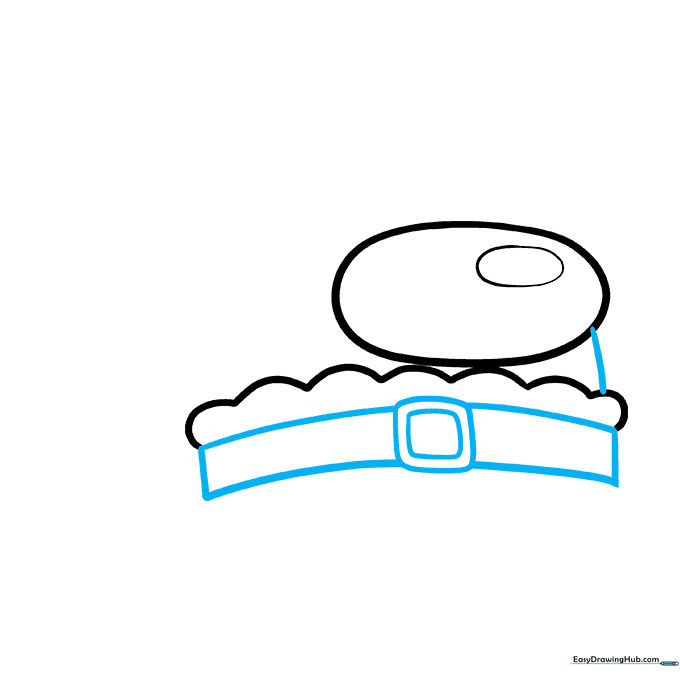 Adding the belt and buckle details to the center of the character's body.