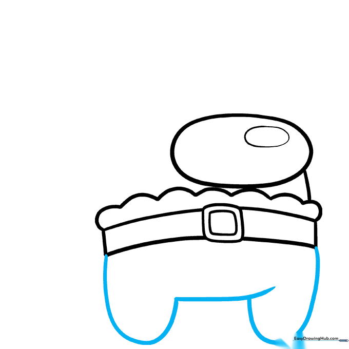 Sketching the rounded boot shapes at the bottom of the character.