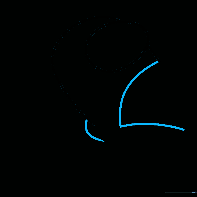 Drawing the open mouth of the shark character using a curved V-shape.
