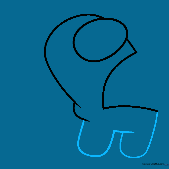 Adding the two short legs to the bottom of the Among Us character body.