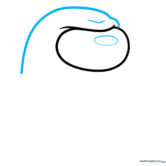 Drawing the visor oval and brow line onto the Among Us character head.