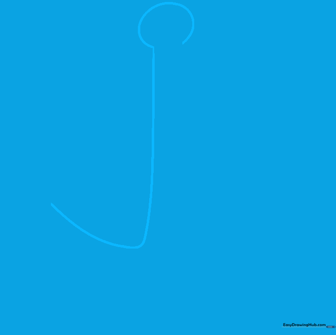 A simple line drawing showing the initial vertical shaft and top ring of an anchor.