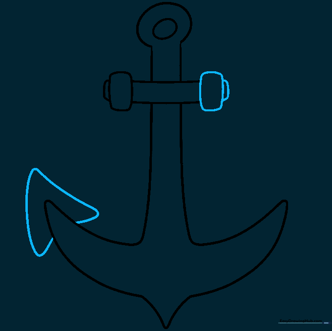 Adding triangular fluke shapes to the tips of the anchor arms.