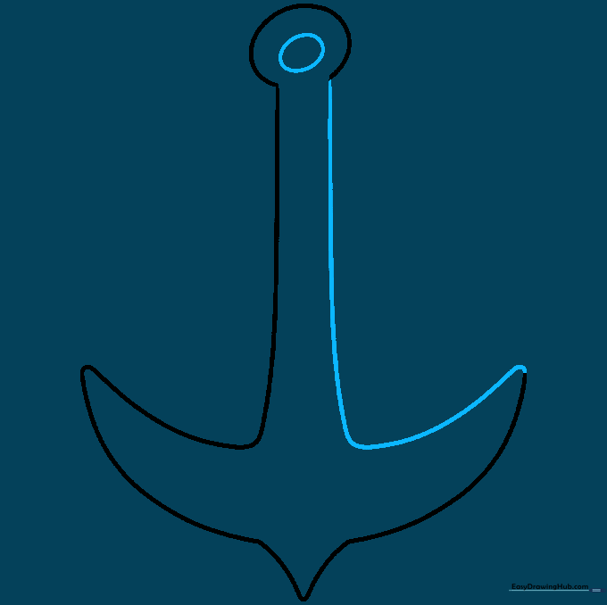 Adding thickness to the anchor arms and a secondary circle to the top ring.
