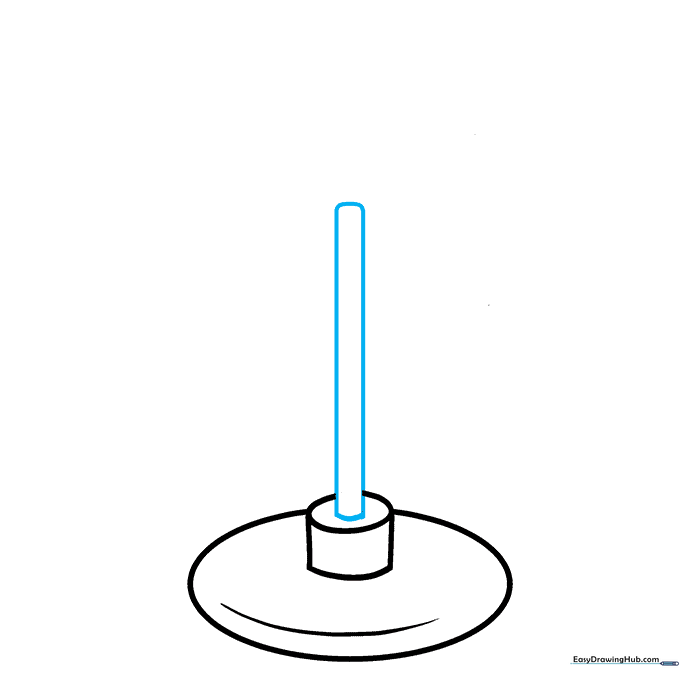 Sketching a vertical rod extending from the central pillar
