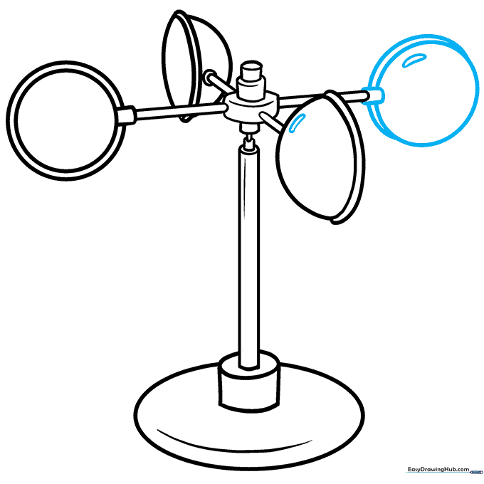 Finalizing the anemometer outline with light reflections