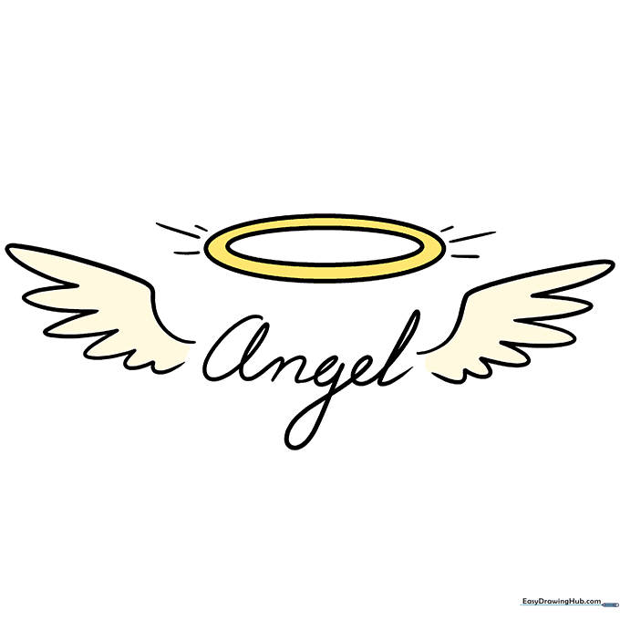 Final colored version of the angel halo drawing.