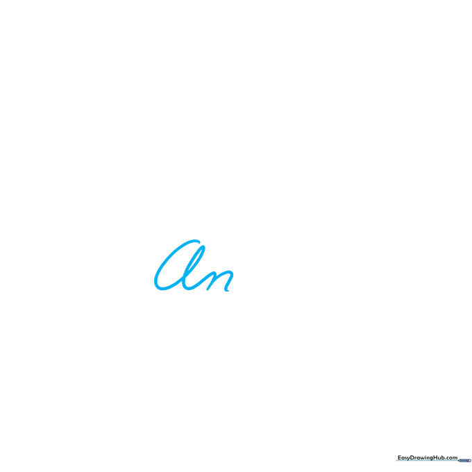 Pencil sketch showing the start of the word Angel in cursive lettering.