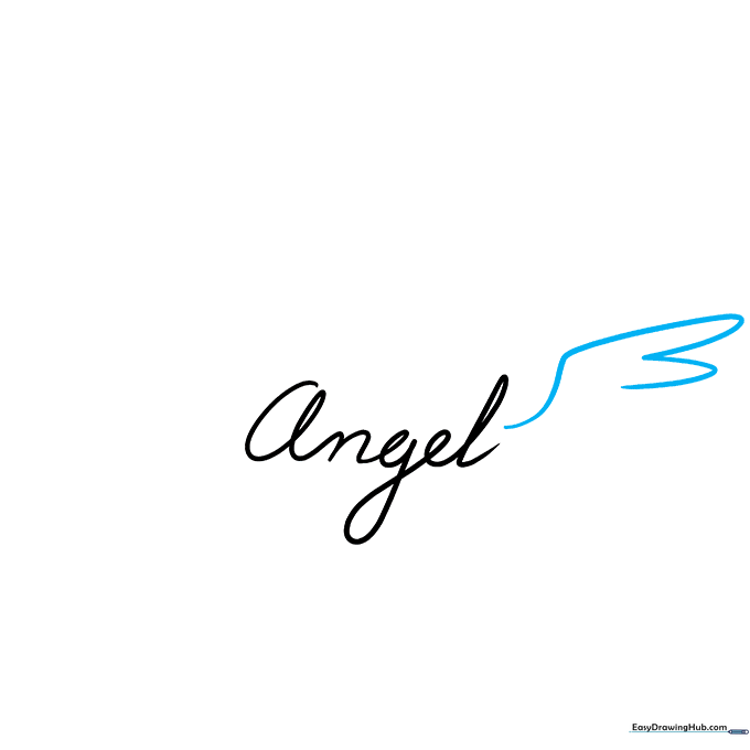 Drawing the top curve and first layer of feathers for an angel wing.