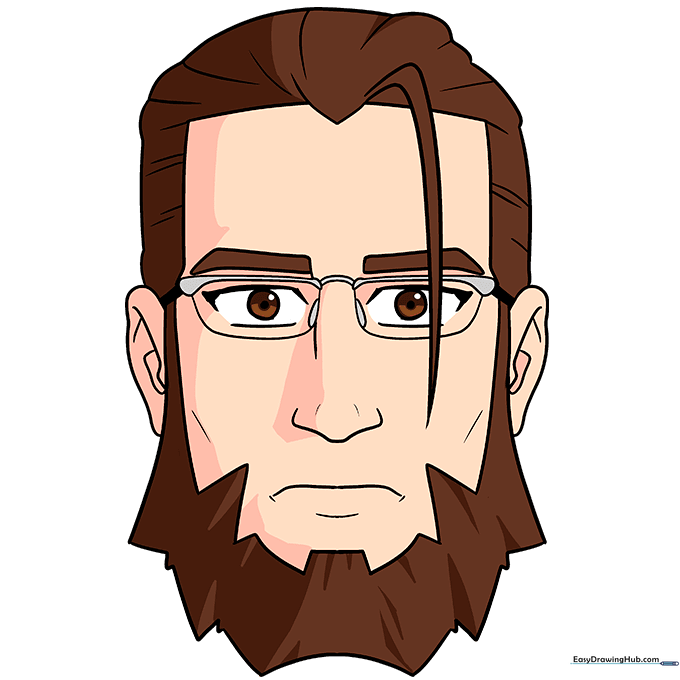 Final colored anime character with a detailed beard and hair.