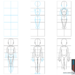 A professional anime boy body sketch, showcasing correct proportions and clean line work for aspiring manga artists.
