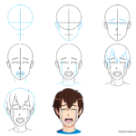 A high-quality, finished illustration of a crying anime boy, showcasing expressive features and clean line art.
