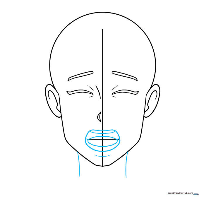 Detailing the open mouth with teeth and tongue, plus the neck structure.