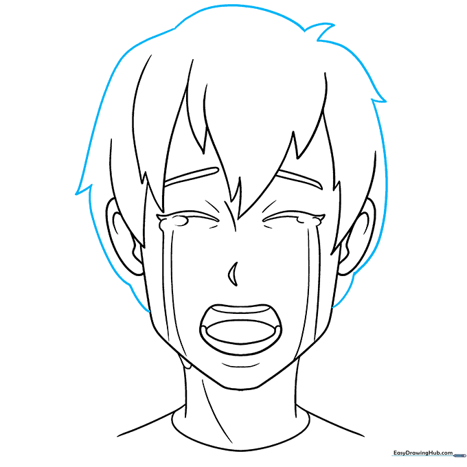 Refining the hair volume and shape to frame the face.