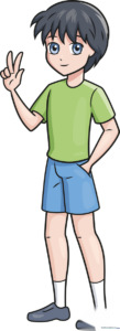 Full-body illustration of an anime boy character, showcasing the final drawing result.