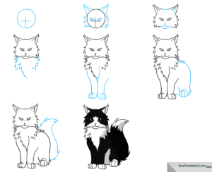 Finished anime cat illustration showing a cute, stylized character