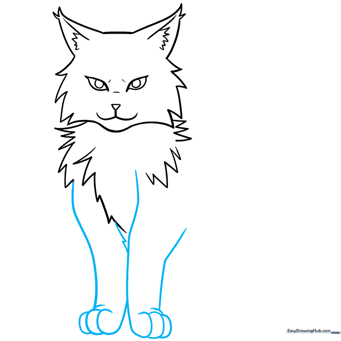 Anime cat body sketch showing front legs and paws